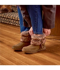 Minnetonka Women's Everett 2 Water Resistant Suede Faux Fur Booties