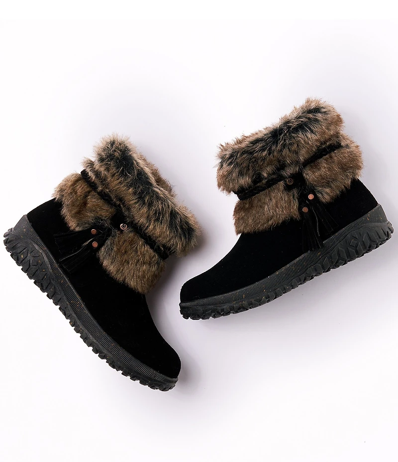 Minnetonka Women's Everett 2 Water Resistant Suede Faux Fur Booties