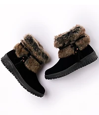 Minnetonka Women's Everett 2 Water Resistant Suede Faux Fur Booties