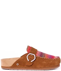 Minnetonka Women's Horizon Multi Stripe Suede Buckle Clogs