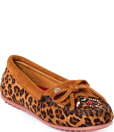 Minnetonka Women's Leopard Thunderbird Animikii Suede Moccasins