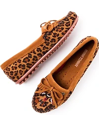 Minnetonka Women's Leopard Thunderbird Animikii Suede Moccasins