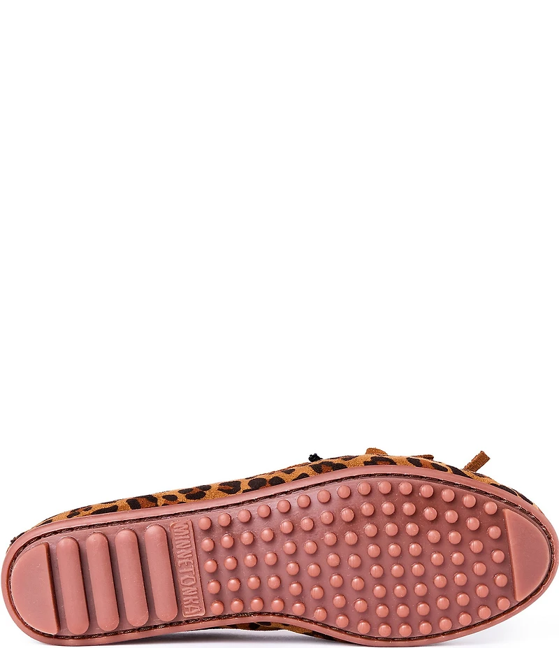 Minnetonka Women's Leopard Thunderbird Animikii Suede Moccasins