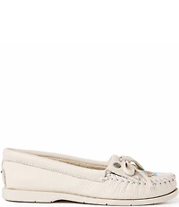 Minnetonka Women's Nizhoni Leather Beaded Kilty Moccasin Slippers