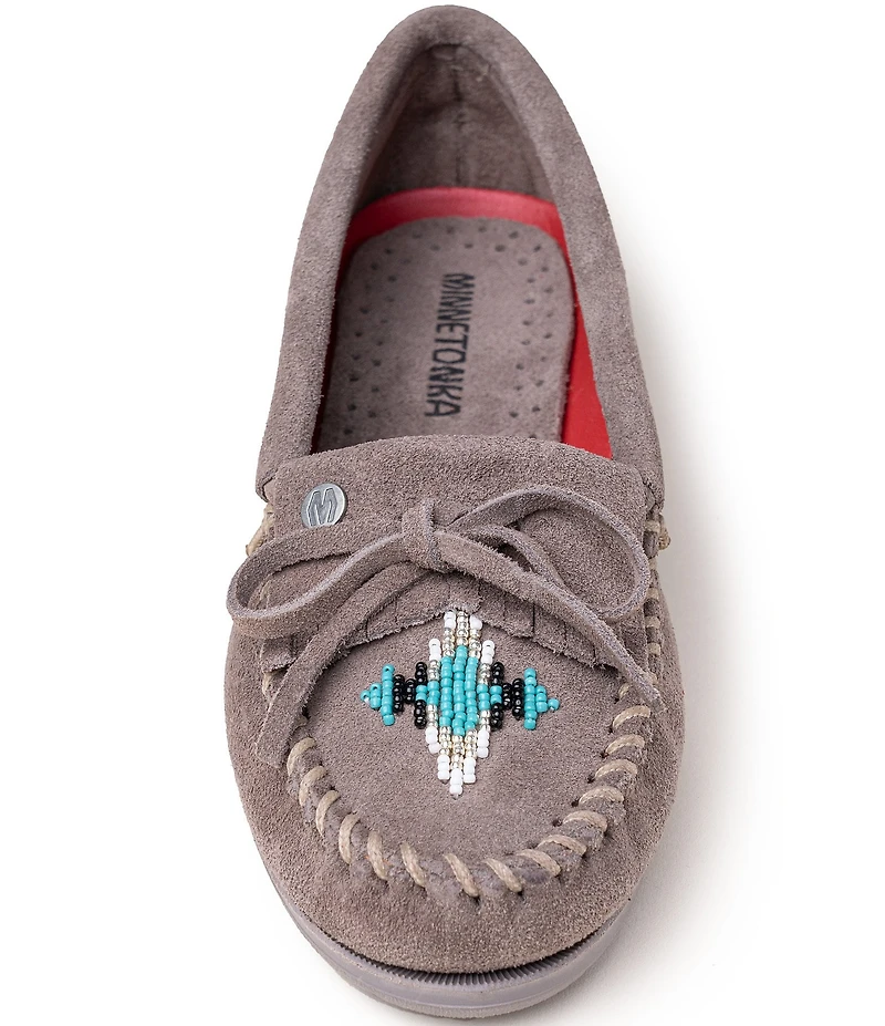 Minnetonka Women's Nizhoni Suede Beaded Kilty Moccasins