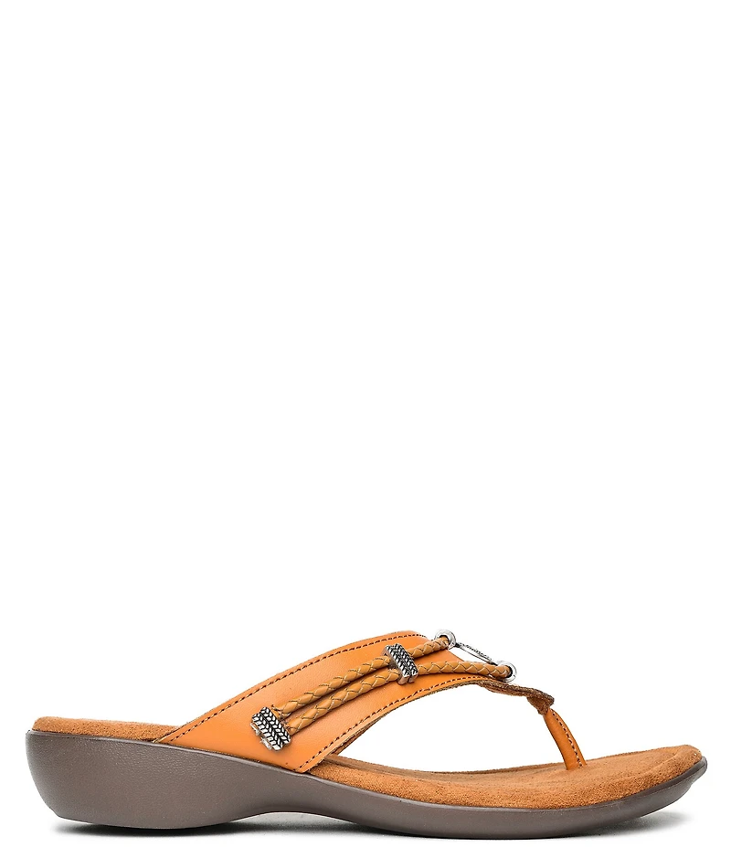 Minnetonka Silverthorne 360 Comfort Leather Ornamented Thong Sandals