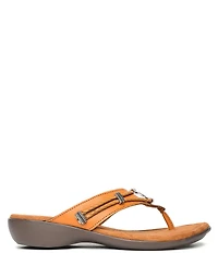 Minnetonka Silverthorne 360 Comfort Leather Ornamented Thong Sandals
