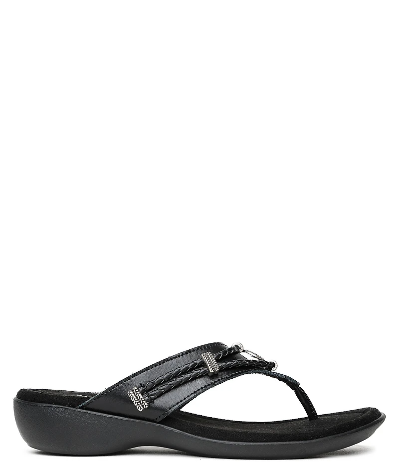 Minnetonka Silverthorne 360 Comfort Leather Ornamented Thong Sandals