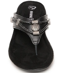 Minnetonka Silverthorne 360 Comfort Leather Ornamented Thong Sandals
