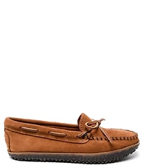 Minnetonka Women's Tie Tread Water Resistant Bow Detail Suede Moccasins
