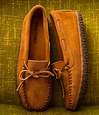 Minnetonka Women's Tie Tread Water Resistant Bow Detail Suede Moccasins