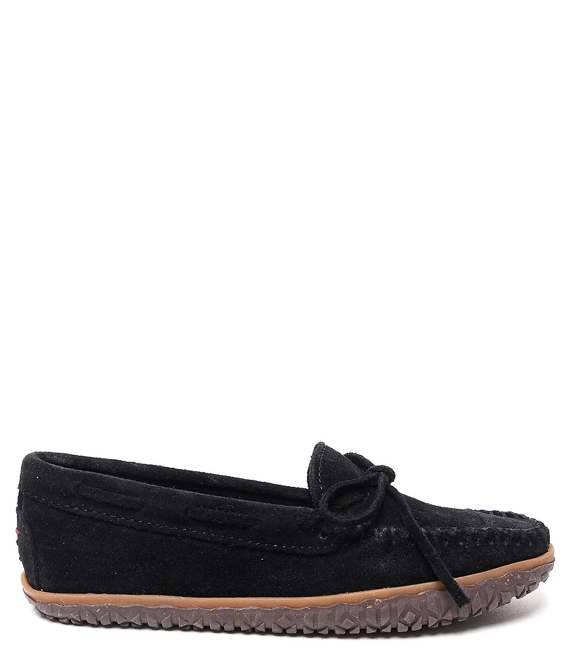 Minnetonka Women's Tie Tread Water Resistant Bow Detail Suede Moccasins