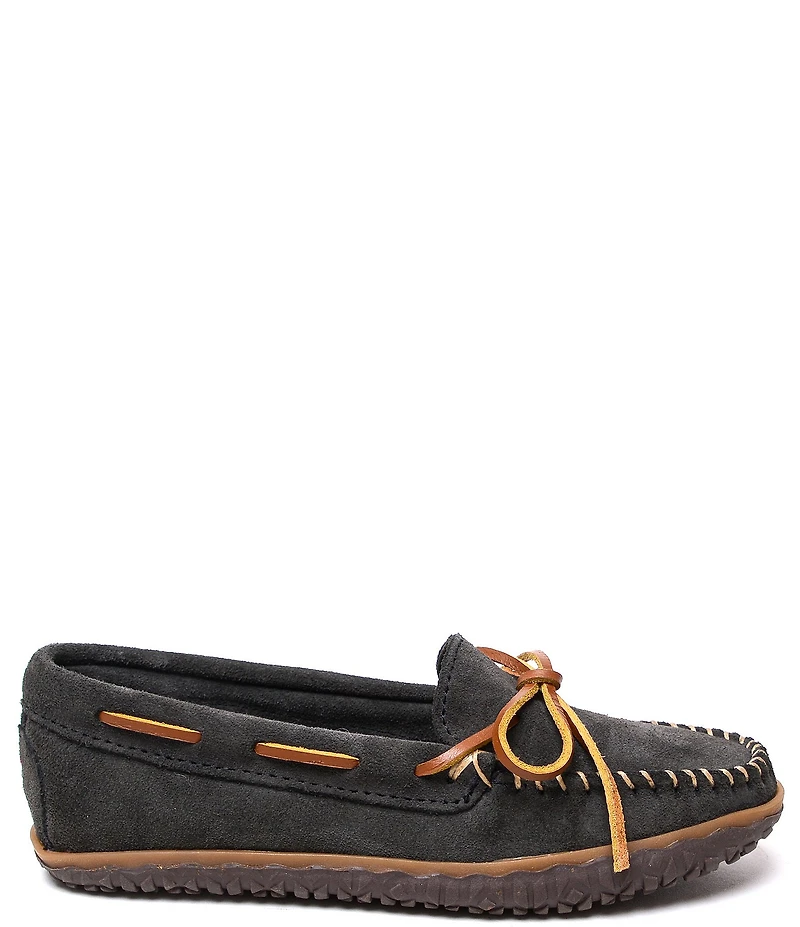 Minnetonka Women's Tie Tread Water Resistant Bow Detail Suede Moccasins