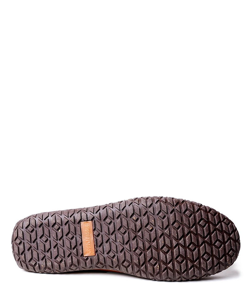 Minnetonka Women's Tie Tread Water Resistant Bow Detail Suede Moccasins