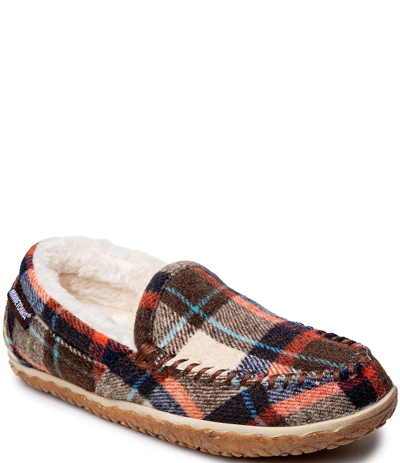 Minnetonka Women's Tempe Plaid Print Moccasin Slippers