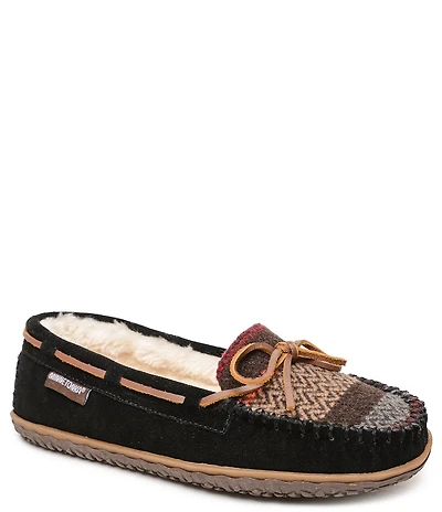 Minnetonka Women's Tilia Chevron Suede Bow Detail Moccasins