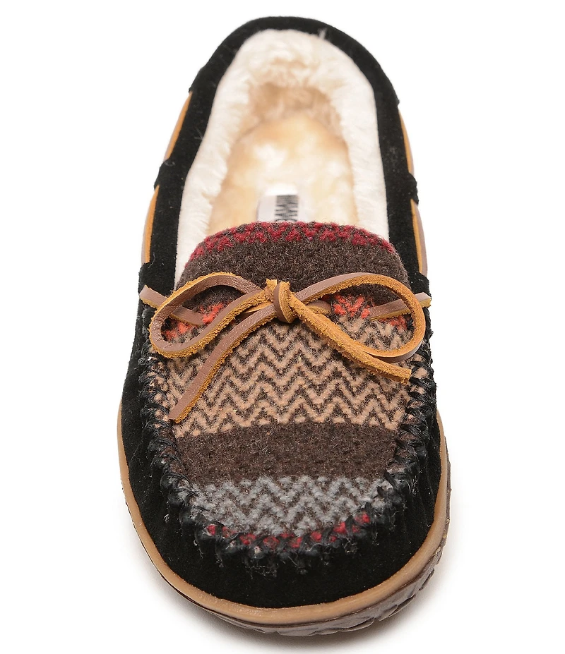Minnetonka Women's Tilia Chevron Suede Bow Detail Moccasins