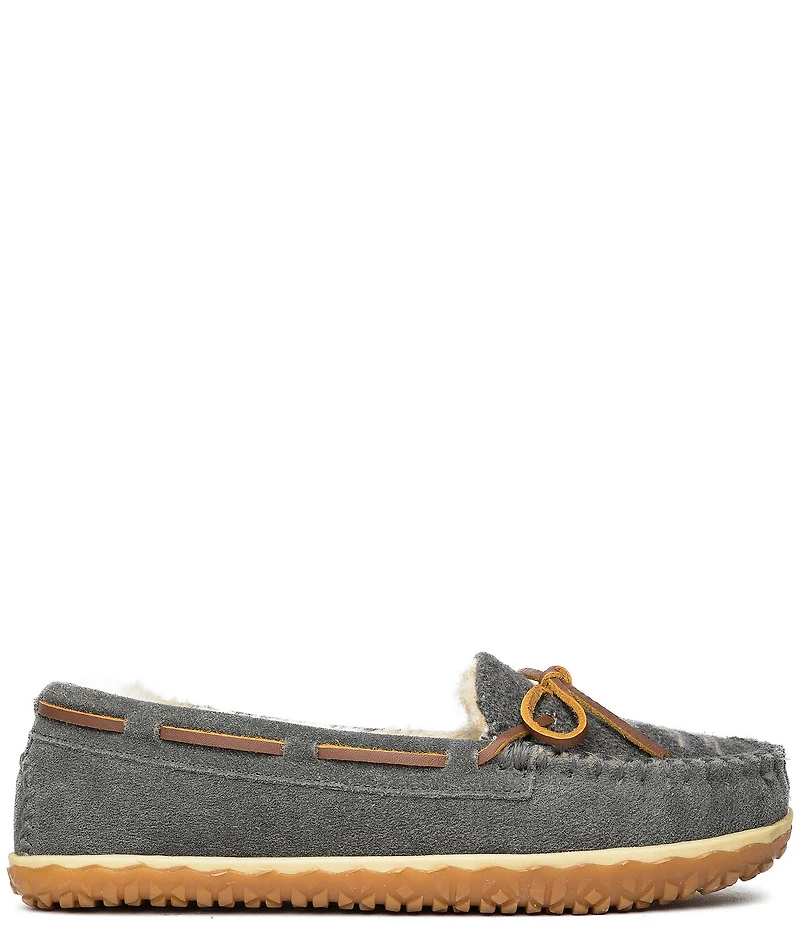 Minnetonka Women's Tilia Tribal Print Bow Detail Suede Moccasins