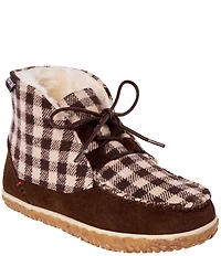 Minnetonka Women's Torrey Suede Gingham Print Faux Fur Lined Booties