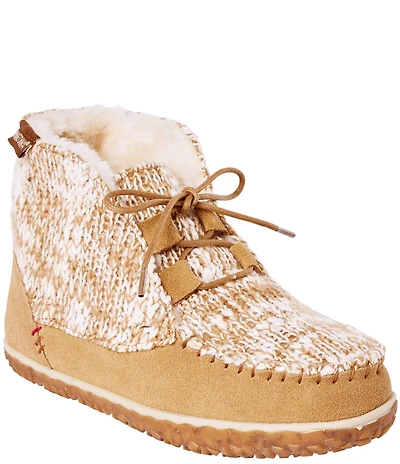 Minnetonka Women's Torrey Suede Mix Knit Faux Fur Lined Booties
