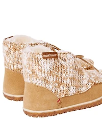 Minnetonka Women's Torrey Suede Mix Knit Faux Fur Lined Booties