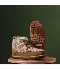 Minnetonka Women's Torrey Suede Mix Knit Faux Fur Lined Booties