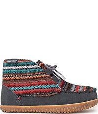 Minnetonka Women's Torrey Suede Striped Fabric Faux Fur Lined Booties