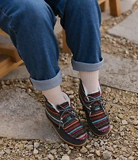 Minnetonka Women's Torrey Suede Striped Fabric Faux Fur Lined Booties