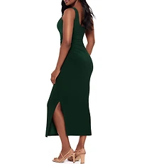 Miraclesuit Aria Solid Asymmetrical Neck Sleeveless Bodycon Dress