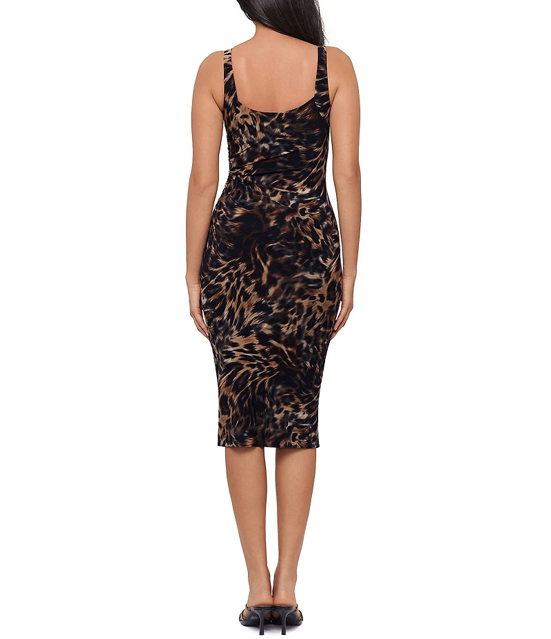 Miraclesuit Bastet Diva Animal Print Square Neck Sleeveless Shaping Knee Length Bodycon Dress