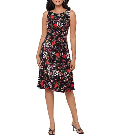 Miraclesuit Botanica Flora Remi Crew Neck Sleeveless Shaping Fit & Flare Dress