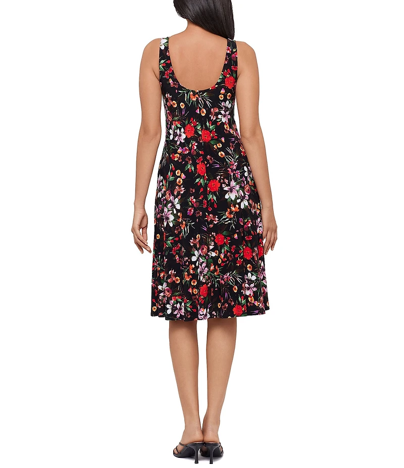 Miraclesuit Botanica Flora Remi Crew Neck Sleeveless Shaping Fit & Flare Dress