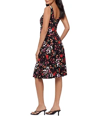 Miraclesuit Botanica Flora Remi Crew Neck Sleeveless Shaping Fit & Flare Dress