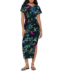 Miraclesuit Botanique Kaia Boat Neck Short Sleeve Shaping Maxi Dress