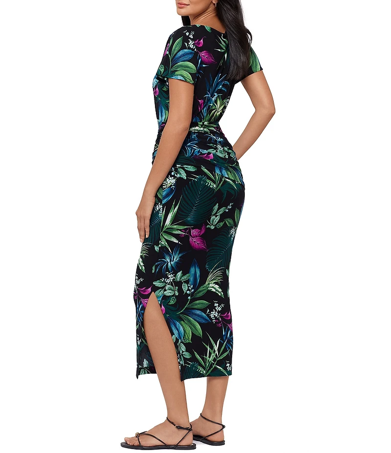 Miraclesuit Botanique Kaia Boat Neck Short Sleeve Shaping Maxi Dress