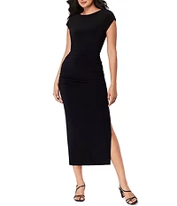 Miraclesuit Cali Solid Crew Neck Cap Sleeve Shaping Maxi Dress