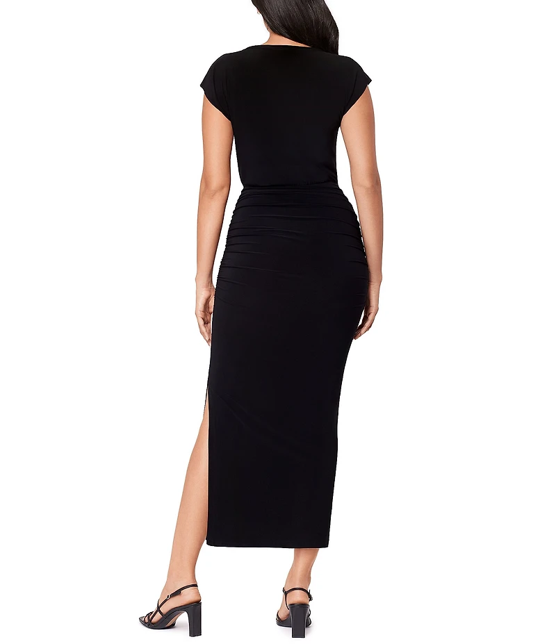 Miraclesuit Cali Solid Crew Neck Cap Sleeve Shaping Maxi Dress
