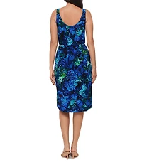 Miraclesuit Celestial Bloom Tali V-Neck Sleeveless Side Pockets Shaping Midi Dress