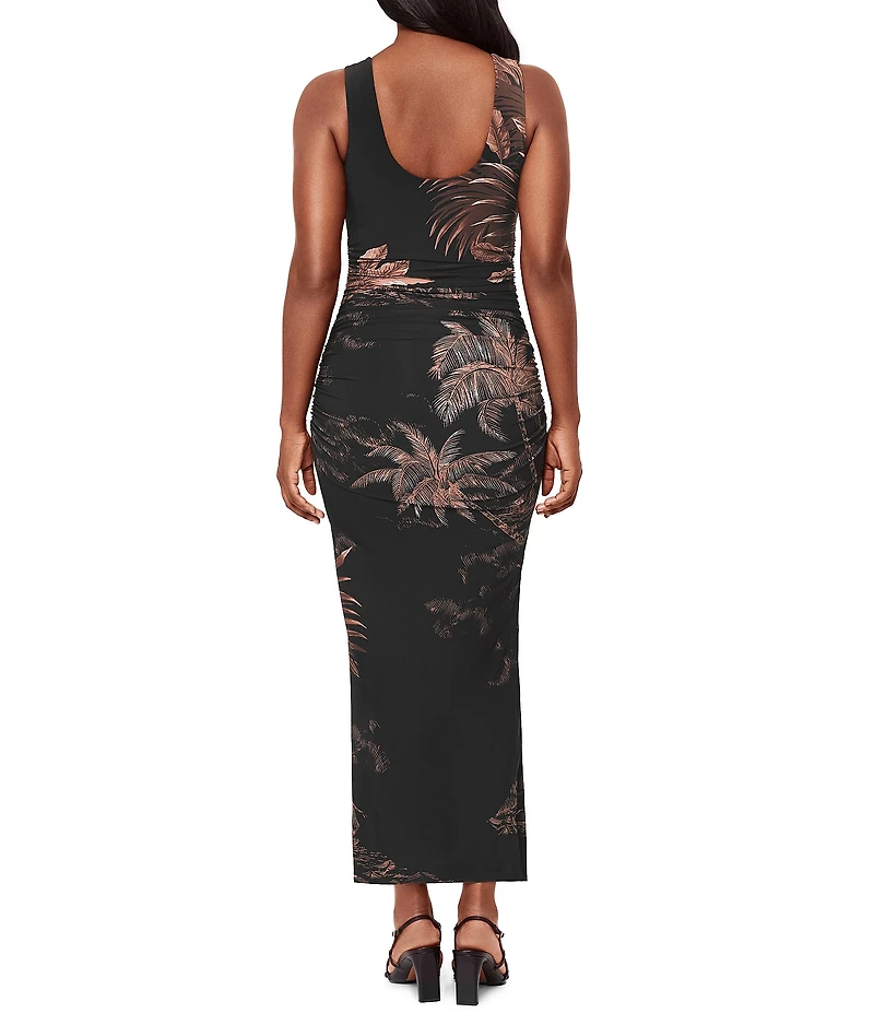 Miraclesuit Coco Palm Roxi Crew Neck Sleeveless Shaping Midi Dress