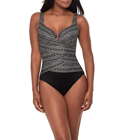 Miraclesuit Elysuim Escape Underwire Bra V-Neck One Piece Swimsuit