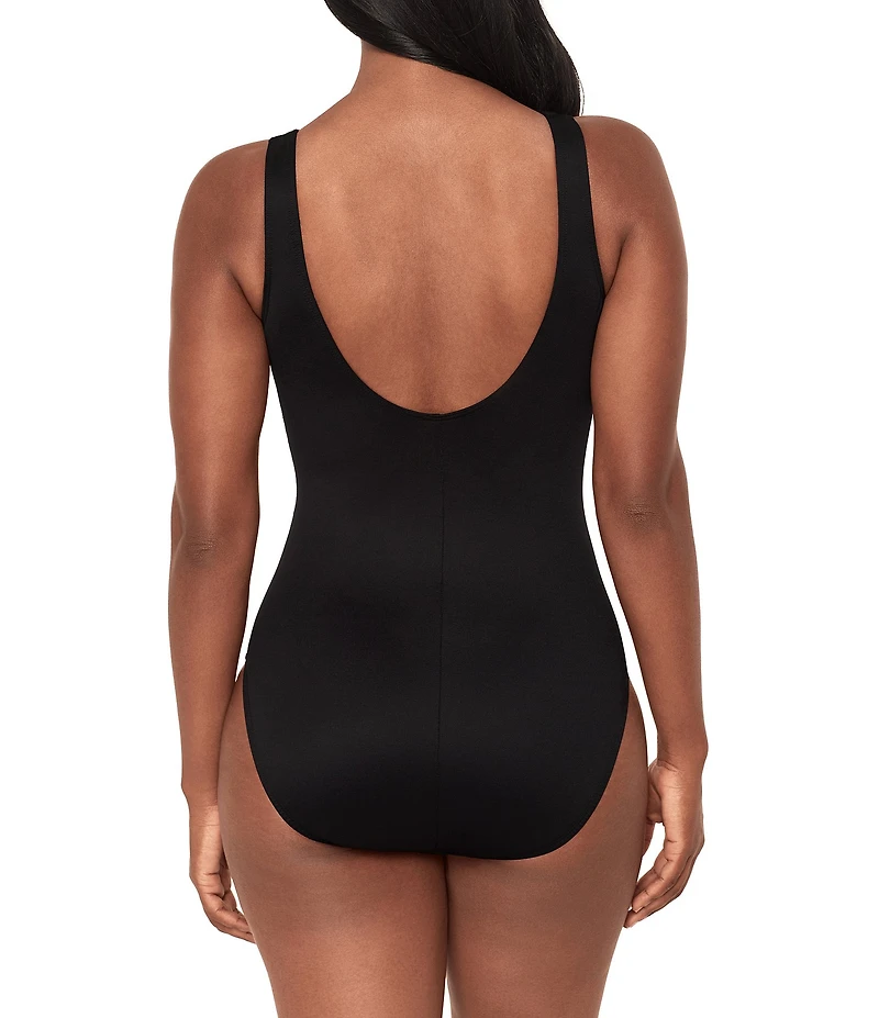 Miraclesuit Farfalle Brio High V-Neck Hidden Underwire Bra One Piece Swimsuit