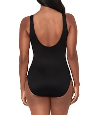 Miraclesuit Farfalle Brio High V-Neck Hidden Underwire Bra One Piece Swimsuit