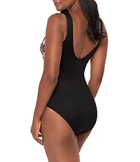 Miraclesuit Farfalle Brio High V-Neck Hidden Underwire Bra One Piece Swimsuit