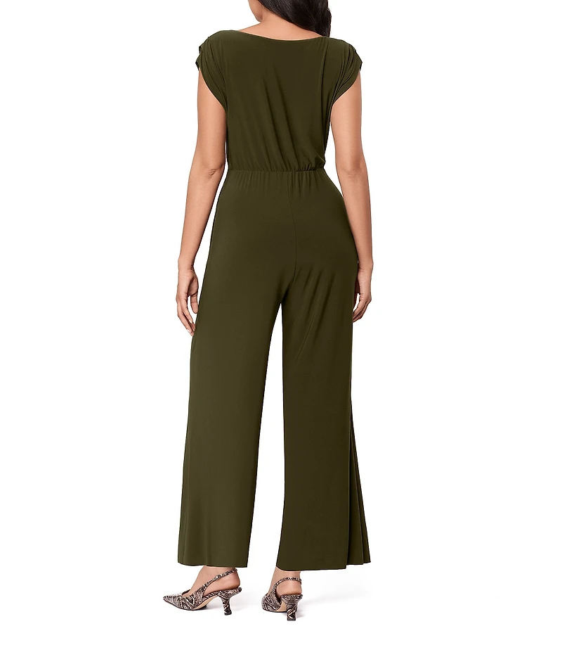 Miraclesuit Gabi Boat Neck Cap Sleeve Wide Leg Tie Belt Jumpsuit