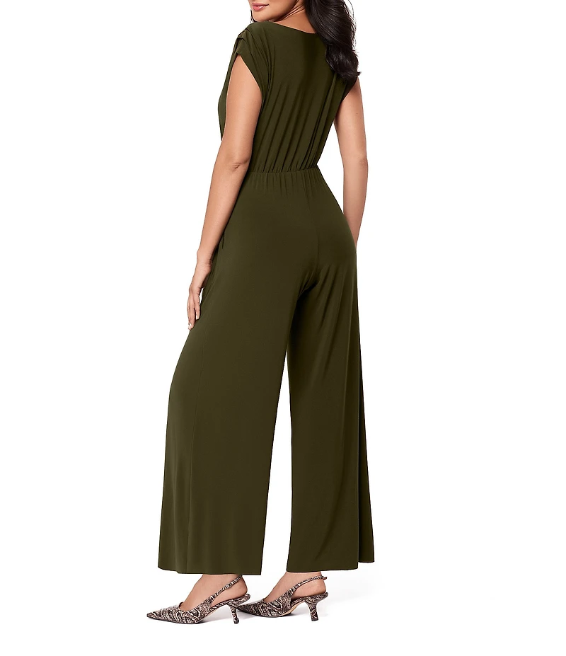 Miraclesuit Gabi Boat Neck Cap Sleeve Wide Leg Tie Belt Jumpsuit