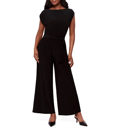 Miraclesuit Gabi Boat Neck Cap Sleeve Wide Leg Tie Belt Jumpsuit