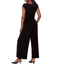 Miraclesuit Gabi Boat Neck Cap Sleeve Wide Leg Tie Belt Jumpsuit