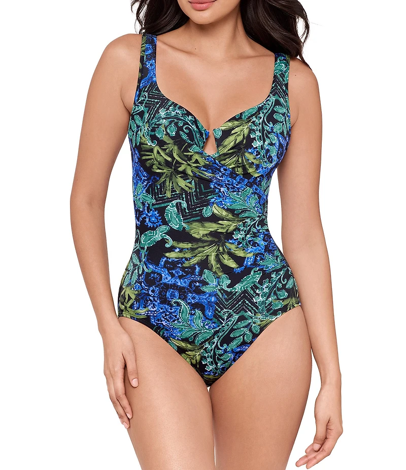 Miraclesuit Gasparilla Escape Molded Cups Underwire Tank One Piece Swimsuit
