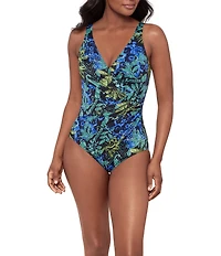 Miraclesuit Gasparilla Oceanus Underwire V-Neck Surplice One Piece Swimsuit