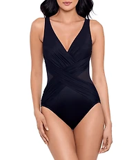 Miraclesuit Illusionists Crossover Mesh Inset One Piece Swimsuit